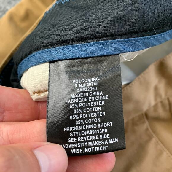 Volcom Corpo Class Shorts Size 32 Brown Mens Chino Skater Surf Cotton Polyester - Picture 13 of 16